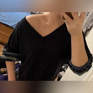 Black slightly off the shoulder free people top